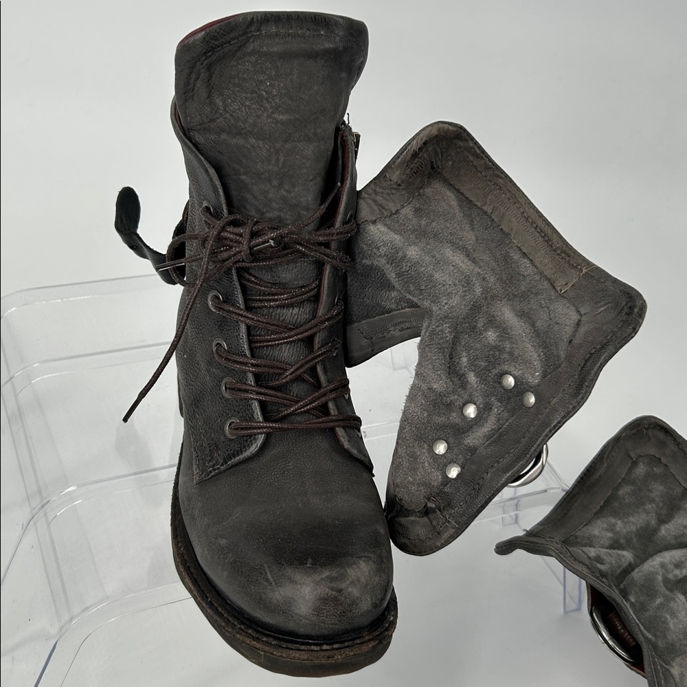A.S.98 Leather Ankle Boots Gray Buckle Zip Made in Bosnia Size 36 - Picture 7 of 16